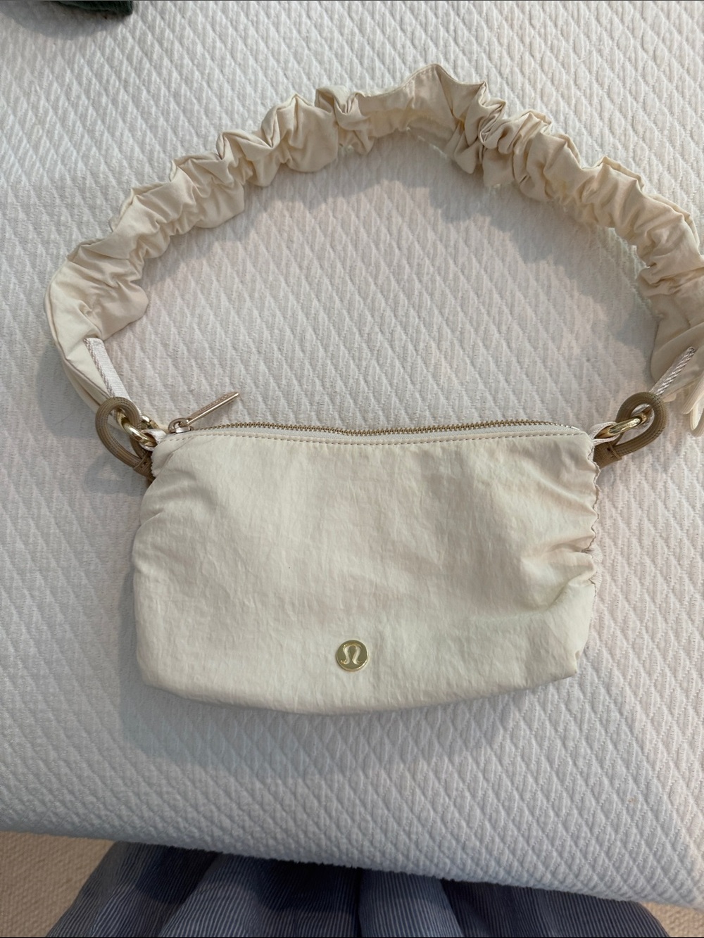 Lulu Lemon convertible ruched strap cross body bag in Ivory